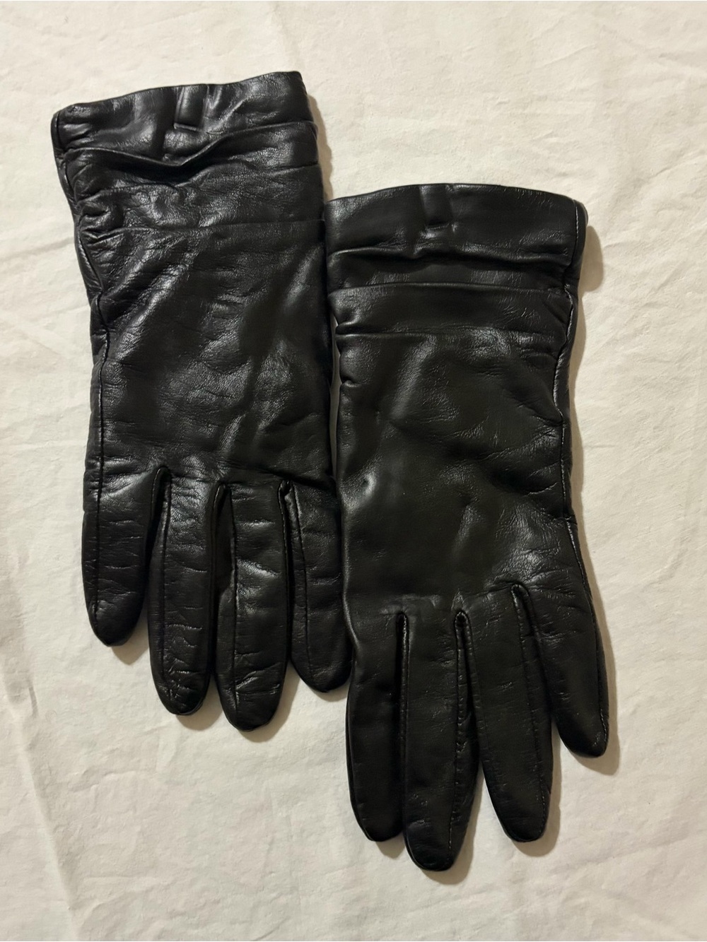 Black Leather Cashmere Lined Gloves